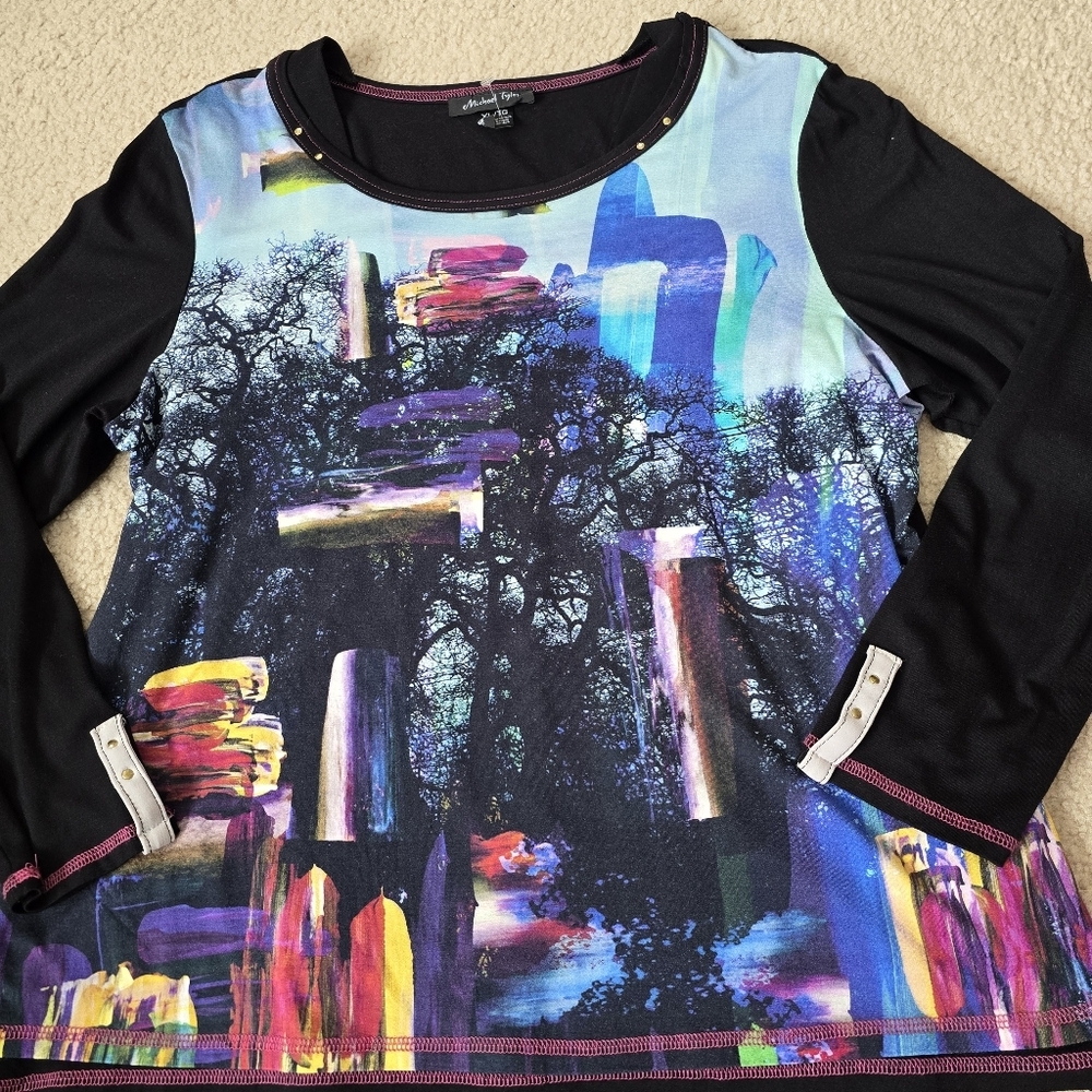 Michael Tyler Abstract Art Print Top – Size XL